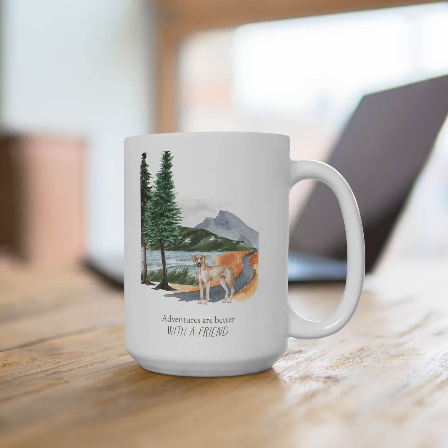 Great Dane 15oz Mug, “Adventures are Better with a Friend”