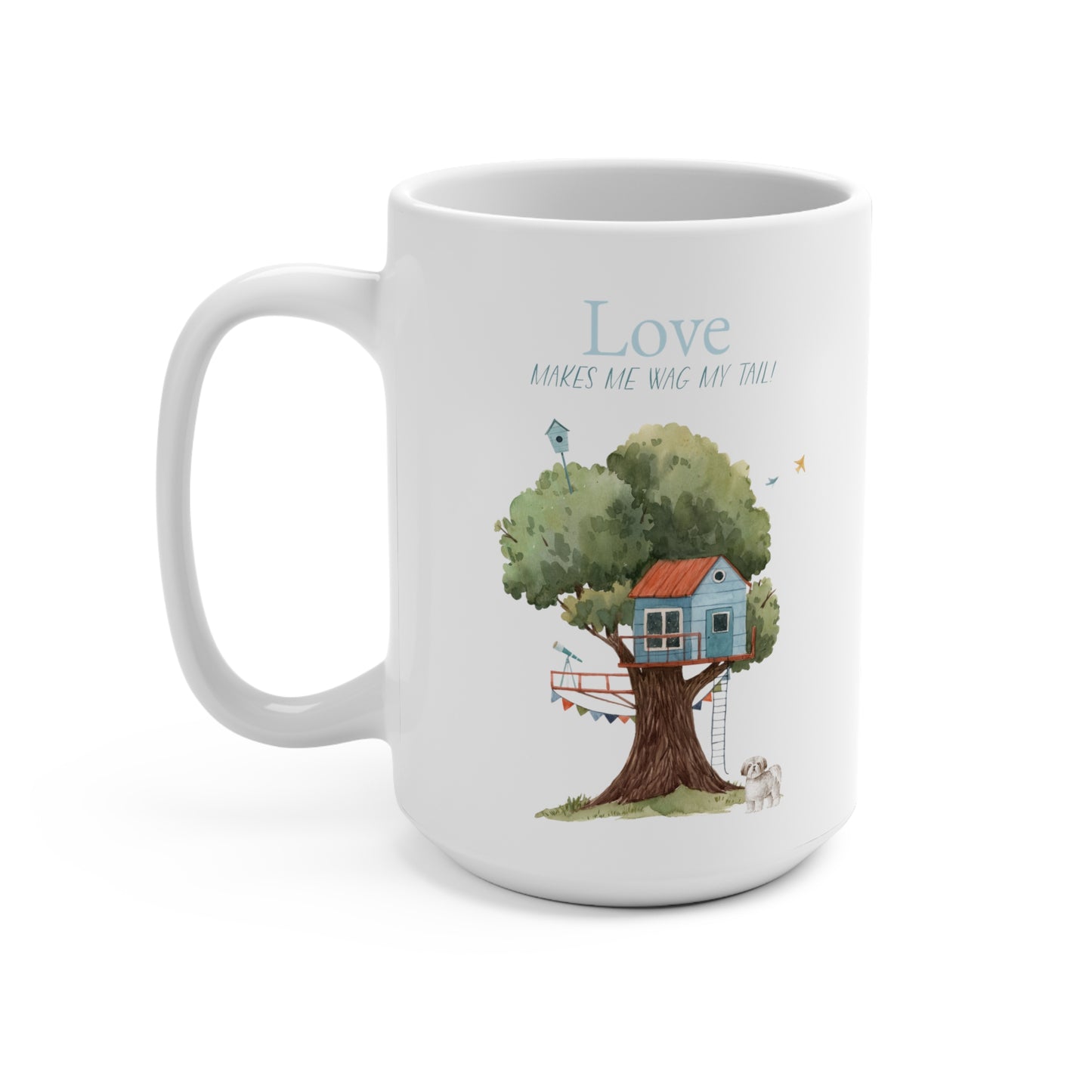 Shih Tzu 15oz Mug, “Love Makes Me Wag My Tail”