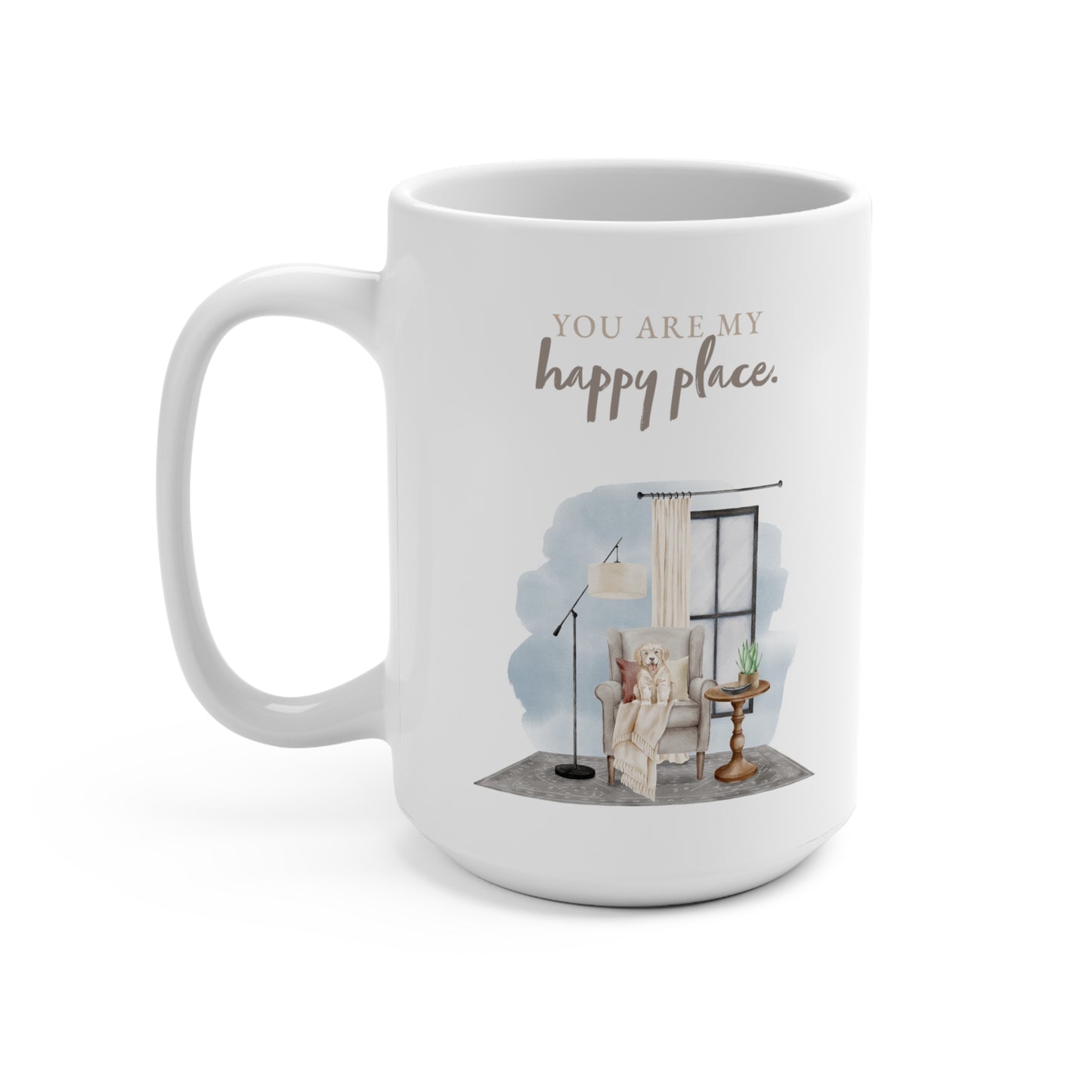 Golden Retriever 15oz Mug, “You are My Happy Place”