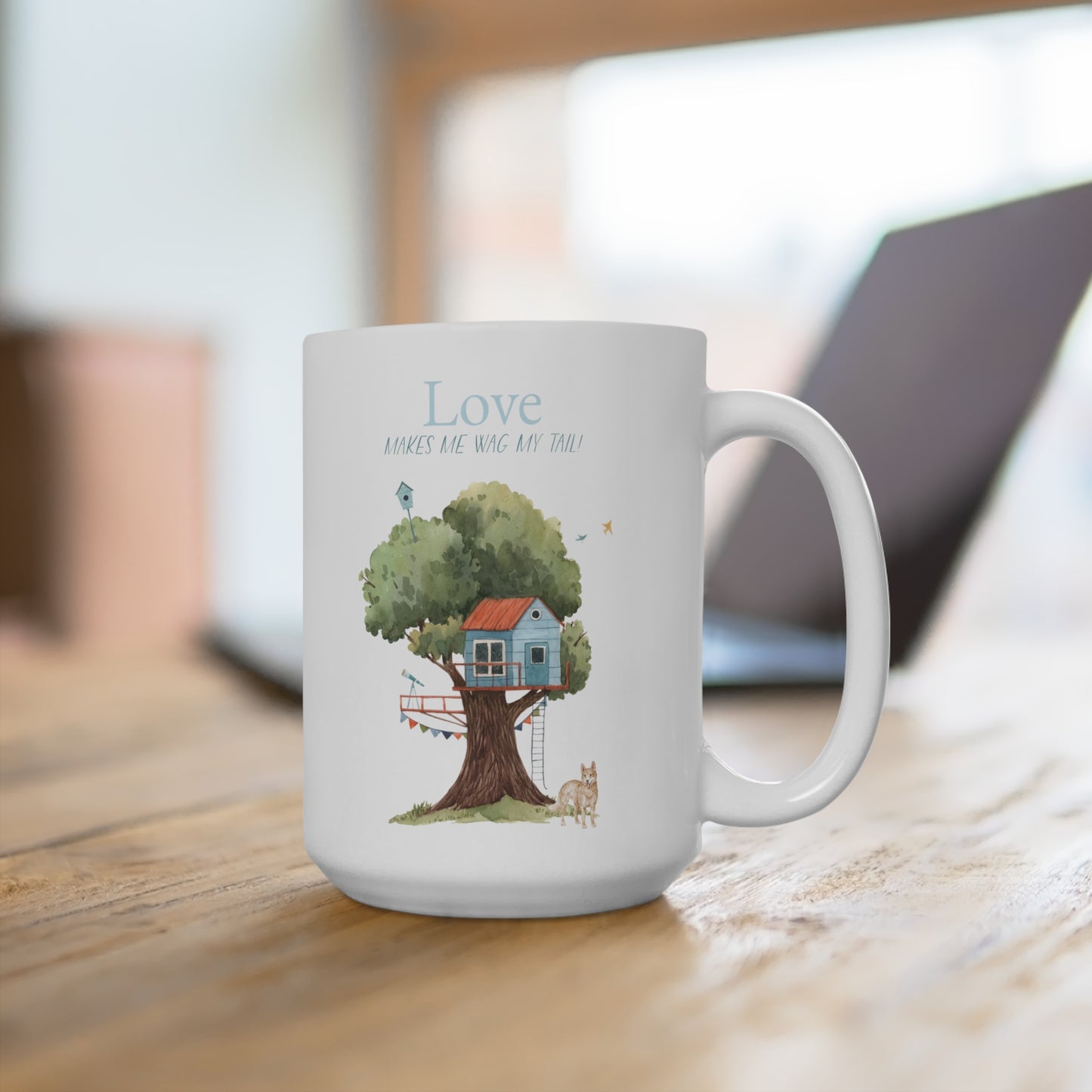 Australian Cattle Dog 15oz Mug, “Love Makes Me Wag My Tail”