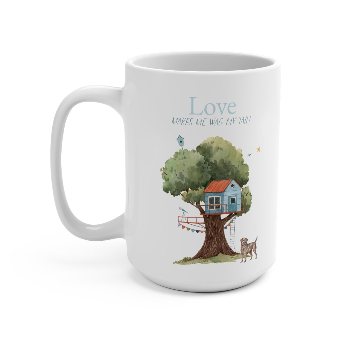 Labrador Retriever 15oz Mug, “Love Makes Me Wag My Tail”