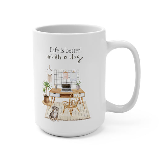 Appenzeller Sennenhund 15oz Mug, “Life is Better with a Dog”