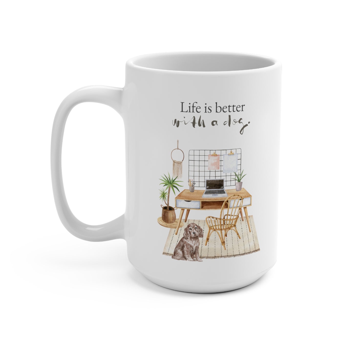 English Cocker Spaniel 15oz Mug, “Life is Better with a Dog”