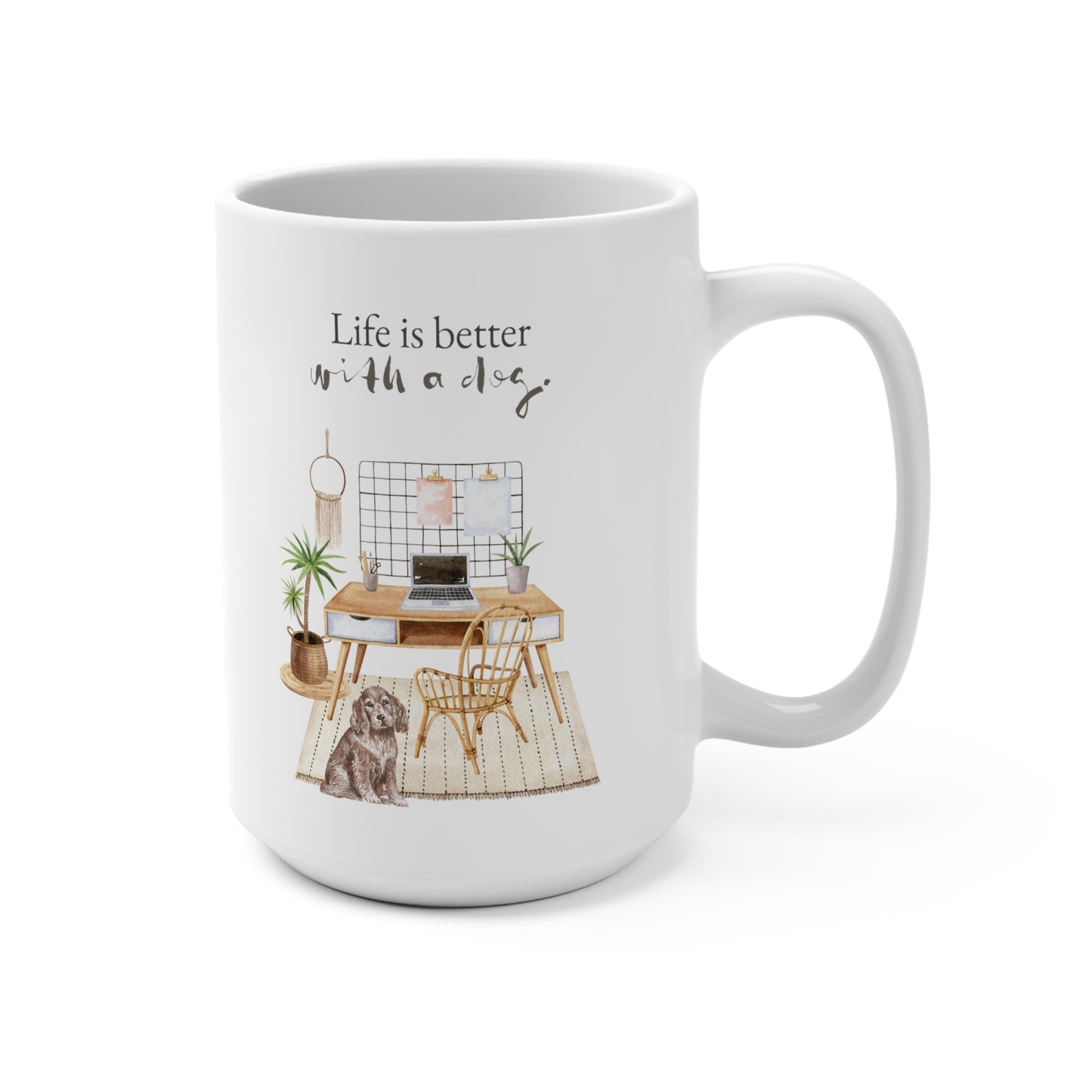 English Cocker Spaniel 15oz Mug, “Life is Better with a Dog”