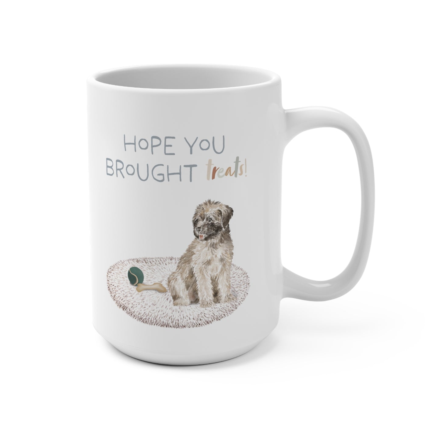 Briard 15oz Mug, “Hope You Brought Treats”