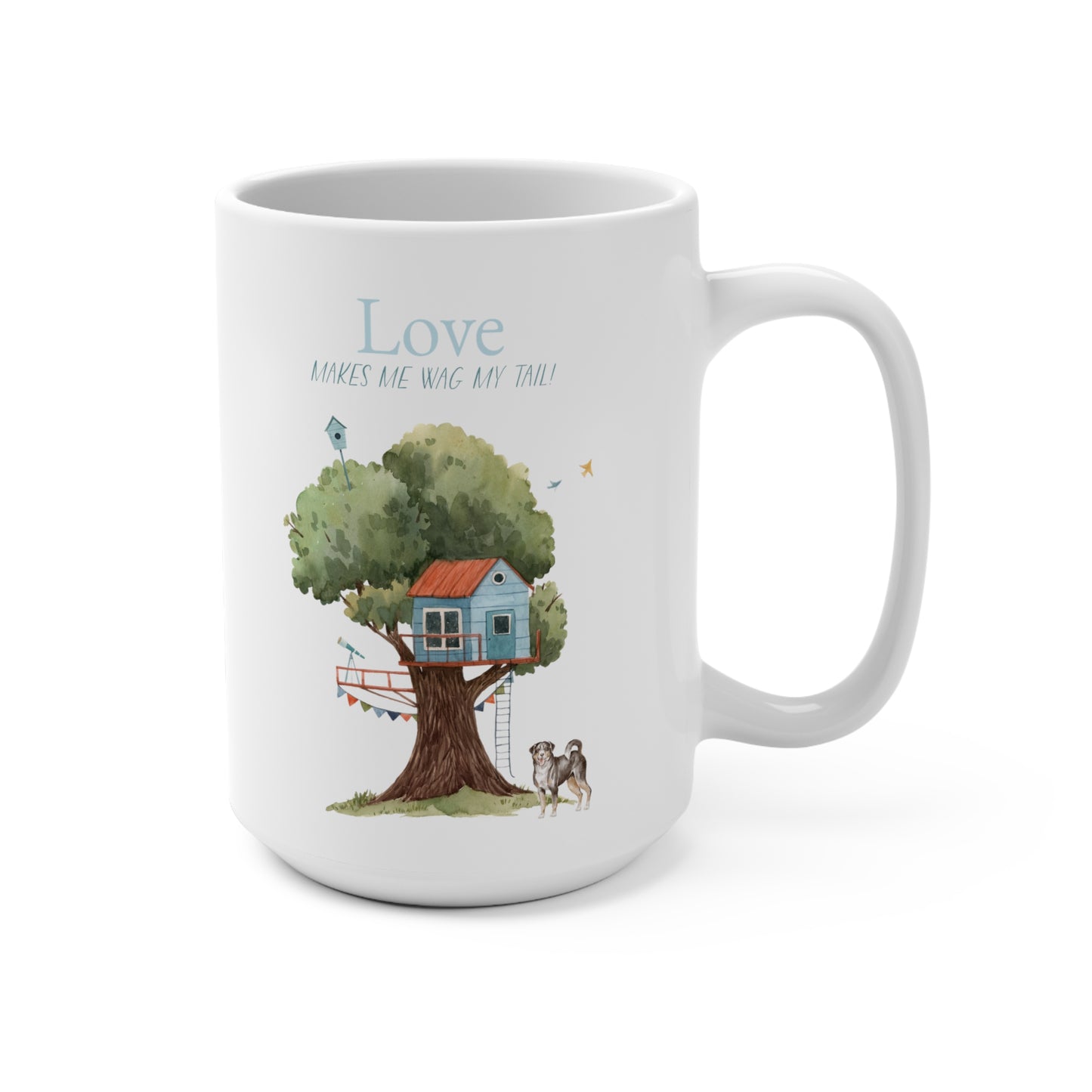 Appenzeller Sennenhund 15oz Mug, “Love Makes Me Wag My Tail”